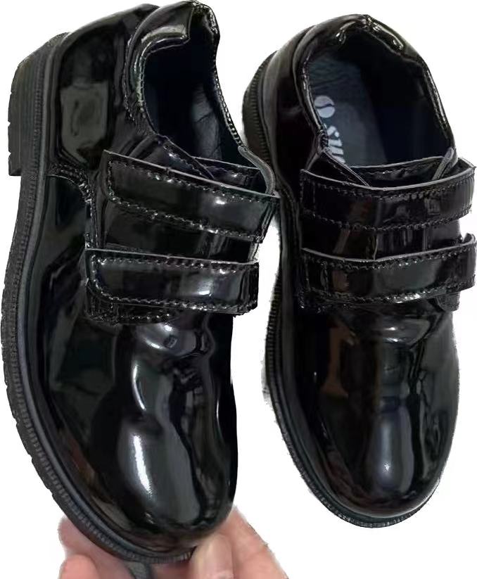 Estoque de roupas de sapatos de couro preto Stockpapa Fashion Kid