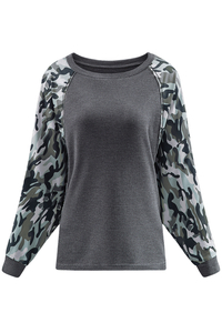 Stockpapa Ladies Squadron Thermal Camo Contrast Dolman Top Stock Vestuário