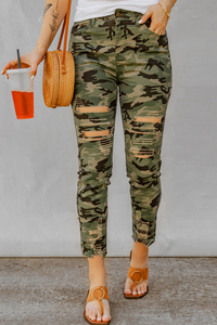 Stockpapa Camo print feminino casual jeans skinny 